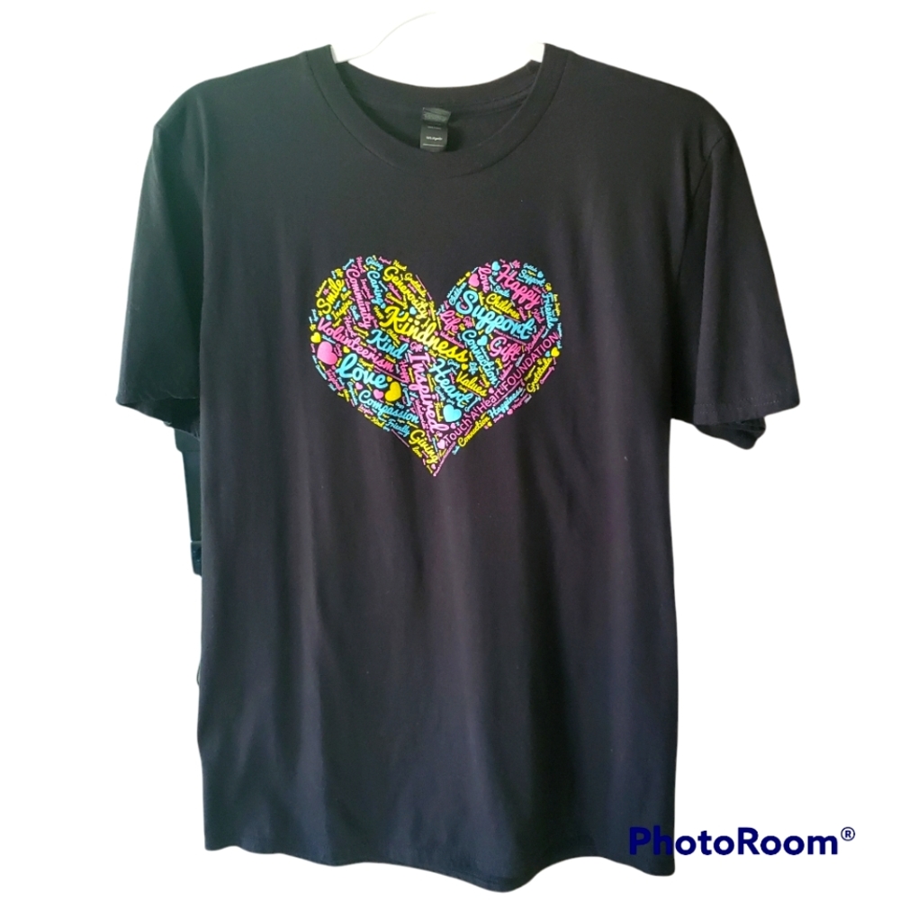 Anvil Graphic Crewneck Tee short sleeve Touch a Heart Foundation Size M Black
